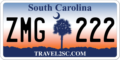 SC license plate ZMG222