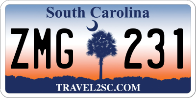 SC license plate ZMG231
