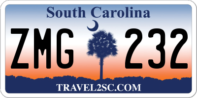 SC license plate ZMG232