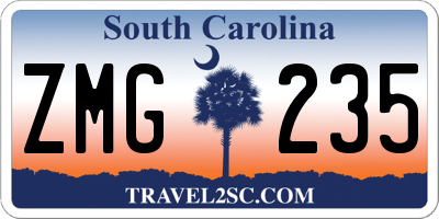SC license plate ZMG235
