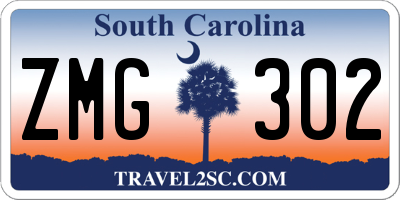 SC license plate ZMG302