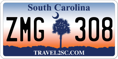 SC license plate ZMG308