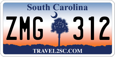 SC license plate ZMG312