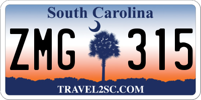 SC license plate ZMG315