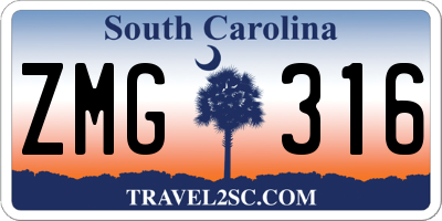 SC license plate ZMG316