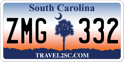 SC license plate ZMG332