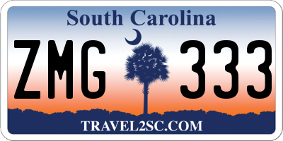 SC license plate ZMG333