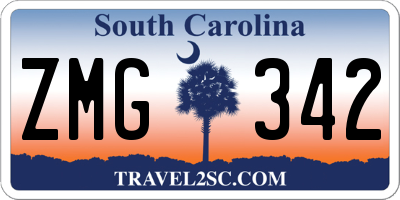 SC license plate ZMG342