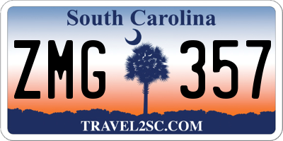 SC license plate ZMG357