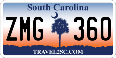 SC license plate ZMG360