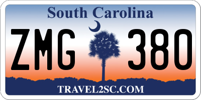 SC license plate ZMG380