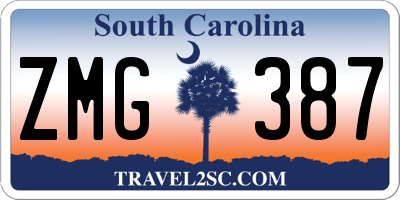 SC license plate ZMG387