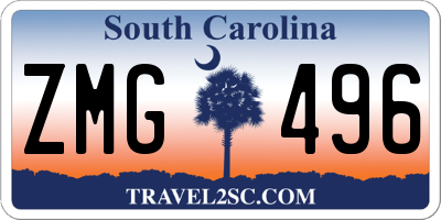 SC license plate ZMG496