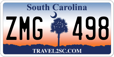 SC license plate ZMG498