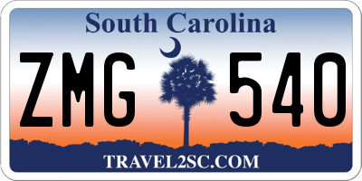 SC license plate ZMG540