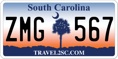 SC license plate ZMG567