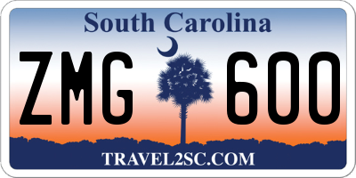 SC license plate ZMG600