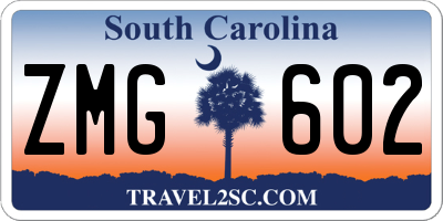 SC license plate ZMG602