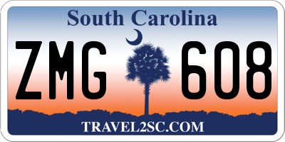 SC license plate ZMG608