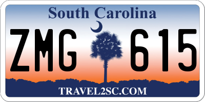 SC license plate ZMG615