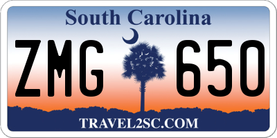 SC license plate ZMG650