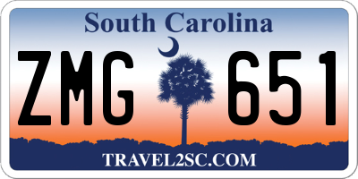 SC license plate ZMG651