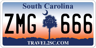 SC license plate ZMG666
