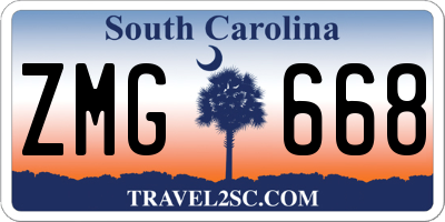 SC license plate ZMG668