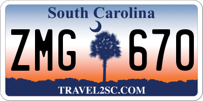 SC license plate ZMG670