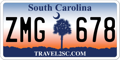 SC license plate ZMG678