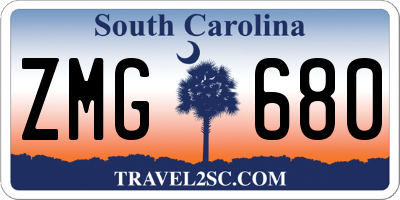 SC license plate ZMG680