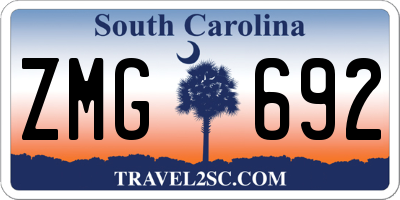 SC license plate ZMG692