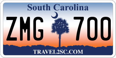 SC license plate ZMG700