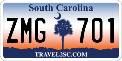 SC license plate ZMG701