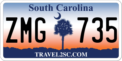 SC license plate ZMG735