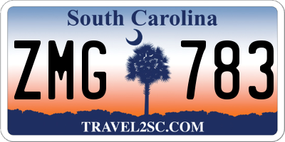SC license plate ZMG783