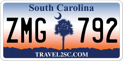 SC license plate ZMG792