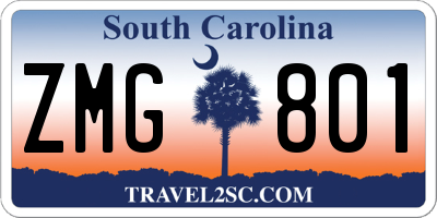 SC license plate ZMG801