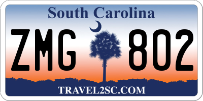 SC license plate ZMG802