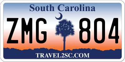 SC license plate ZMG804