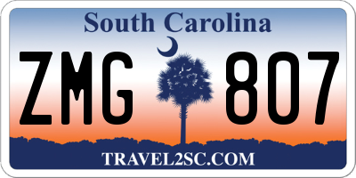 SC license plate ZMG807