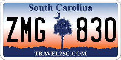 SC license plate ZMG830