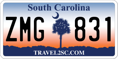 SC license plate ZMG831
