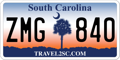SC license plate ZMG840