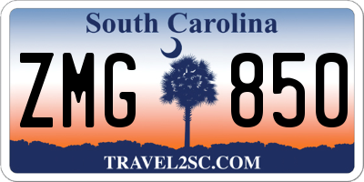 SC license plate ZMG850