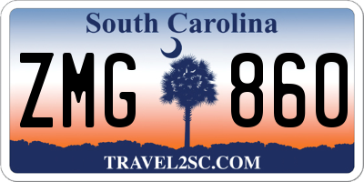 SC license plate ZMG860