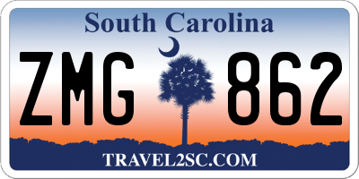 SC license plate ZMG862