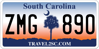 SC license plate ZMG890