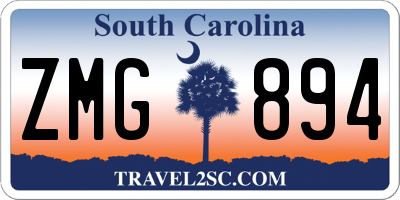 SC license plate ZMG894