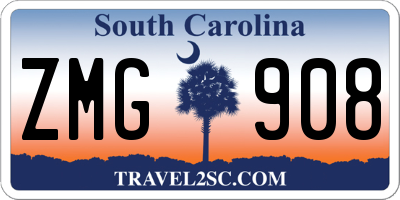 SC license plate ZMG908